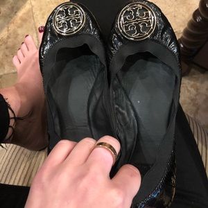 Tory Burch Caroline Black Patent Ballet Flats